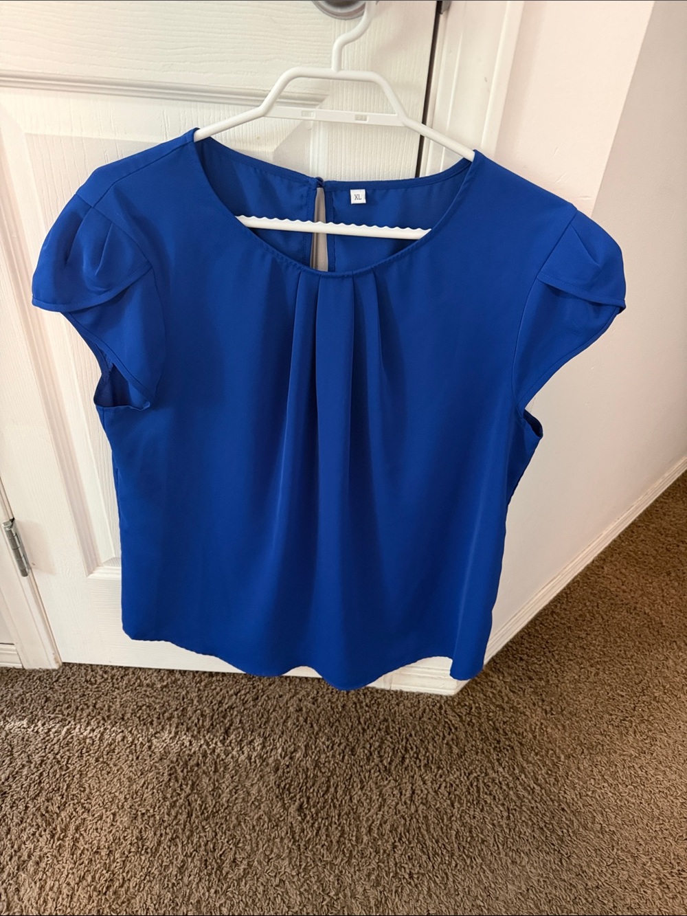 Women’s Cap Sleeve Pleated Blouse in Royal Blue